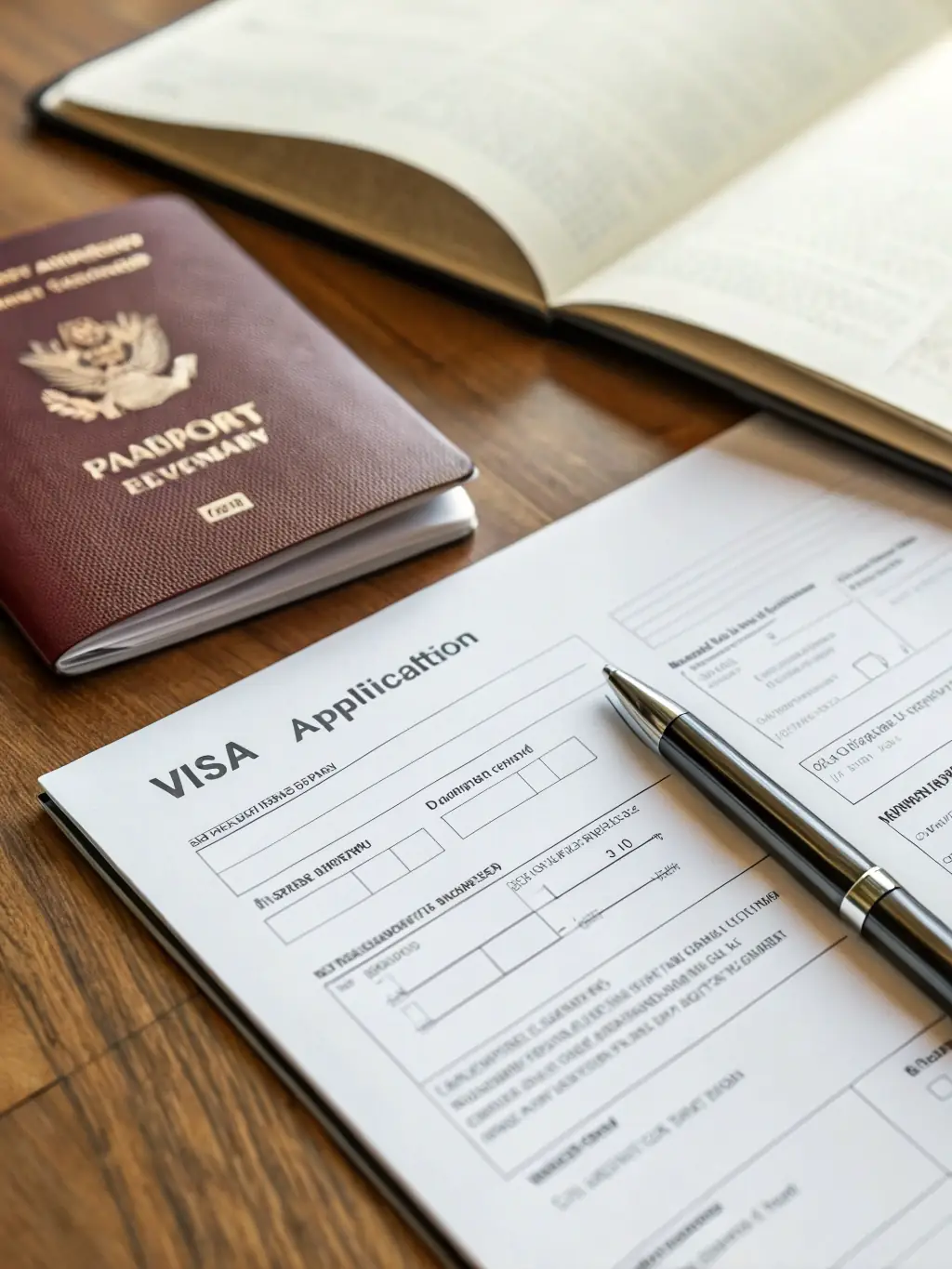 A close-up of a passport and visa documents, emphasizing the importance of accurate documentation for international study, handled by Velocityedu And Movers Consel.