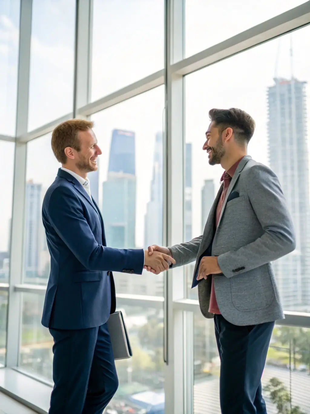 A handshake between a Velocityedu And Movers Consel representative and a university official, symbolizing strong partnerships with academic institutions.
